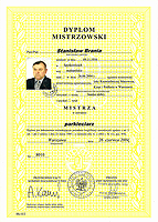 Stanisław Brania - Dyplom mistrzowski